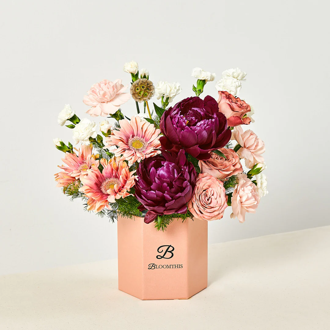 Adalynn Burgundy Peony Flower Box - Image 4
