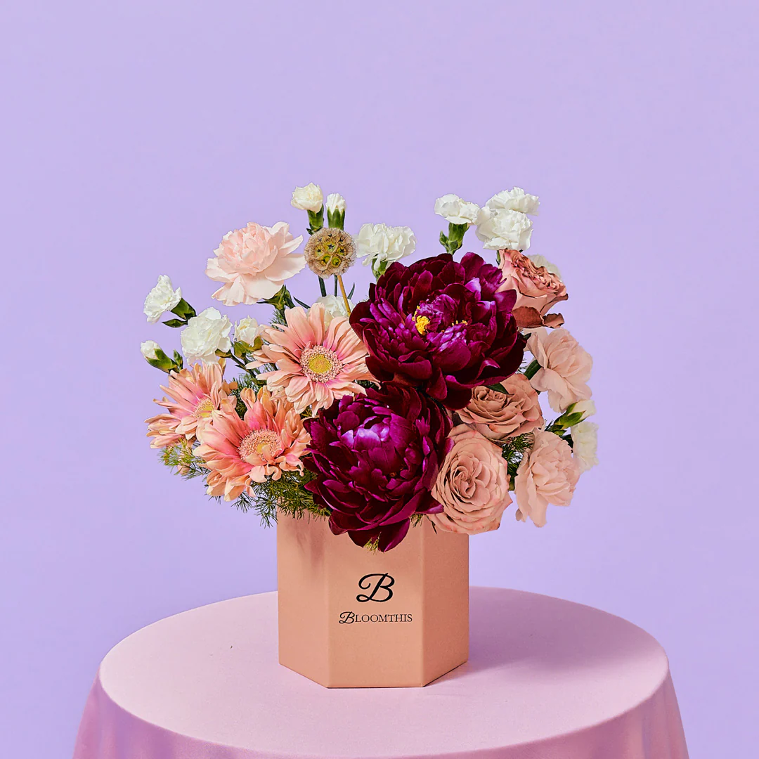 Adalynn Burgundy Peony Flower Box - Image 6