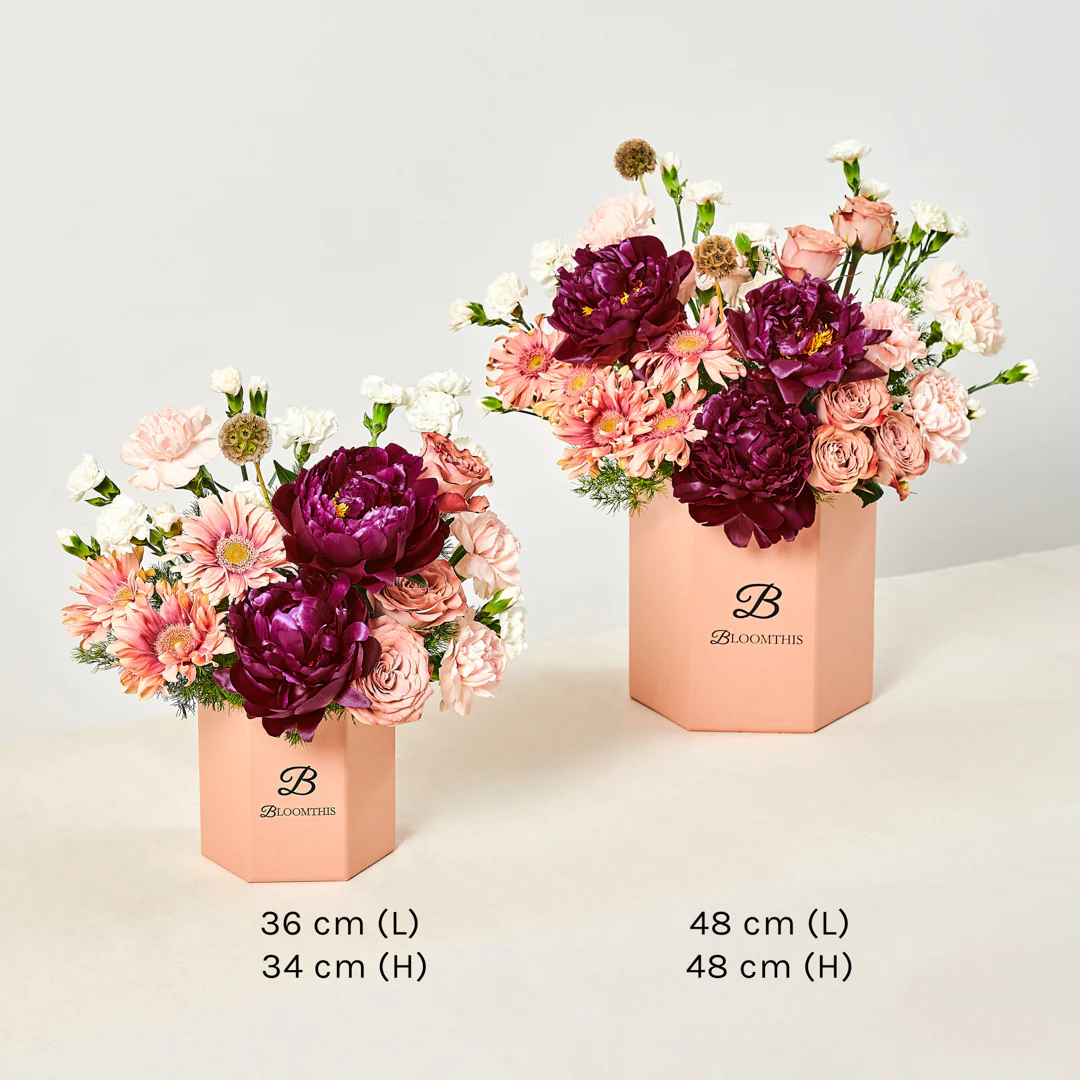 Adalynn Burgundy Peony Flower Box - Image 9
