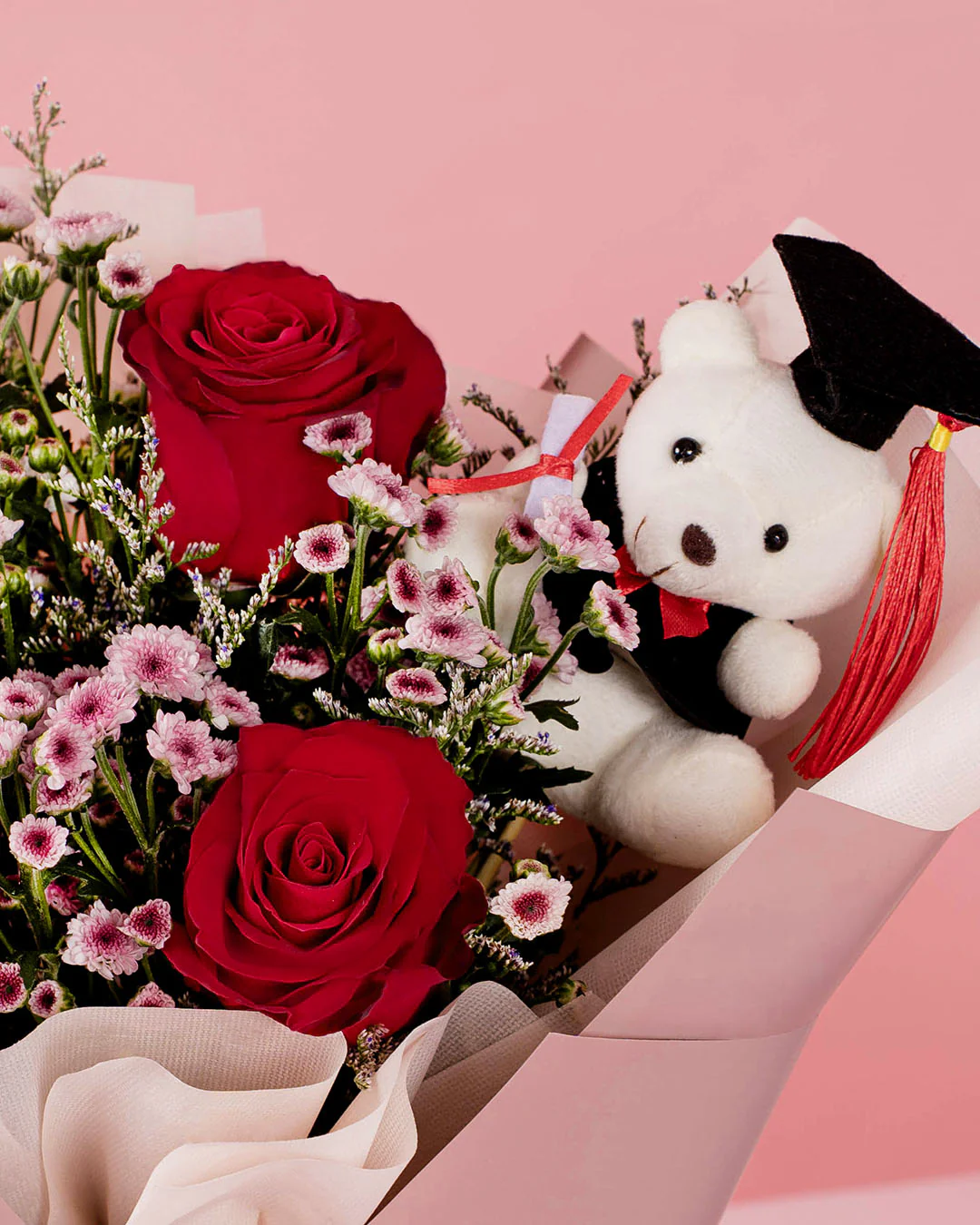 Alessi Red Rose Graduation Bear Bouquet - Image 3
