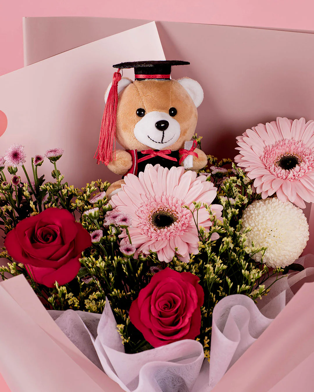 Amelia Red Rose Graduation Bear Bouquet - Image 3
