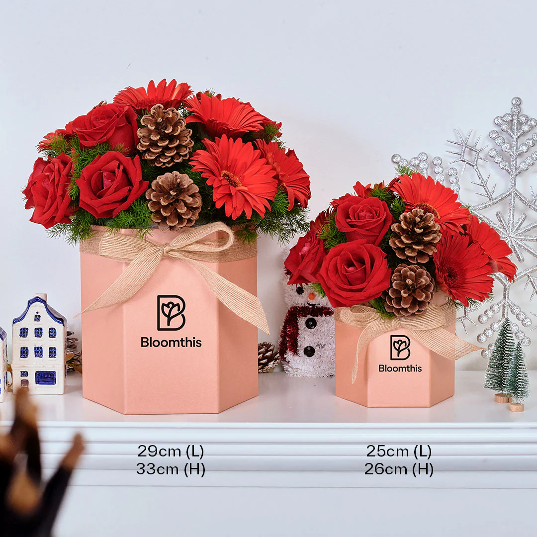 Angelica Red Gerbera Christmas Flower Box - Image 7
