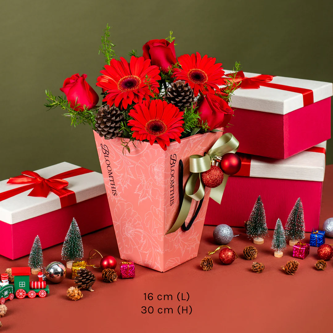 Angelica Red Gerbera Christmas Mini BloomBag - Image 6