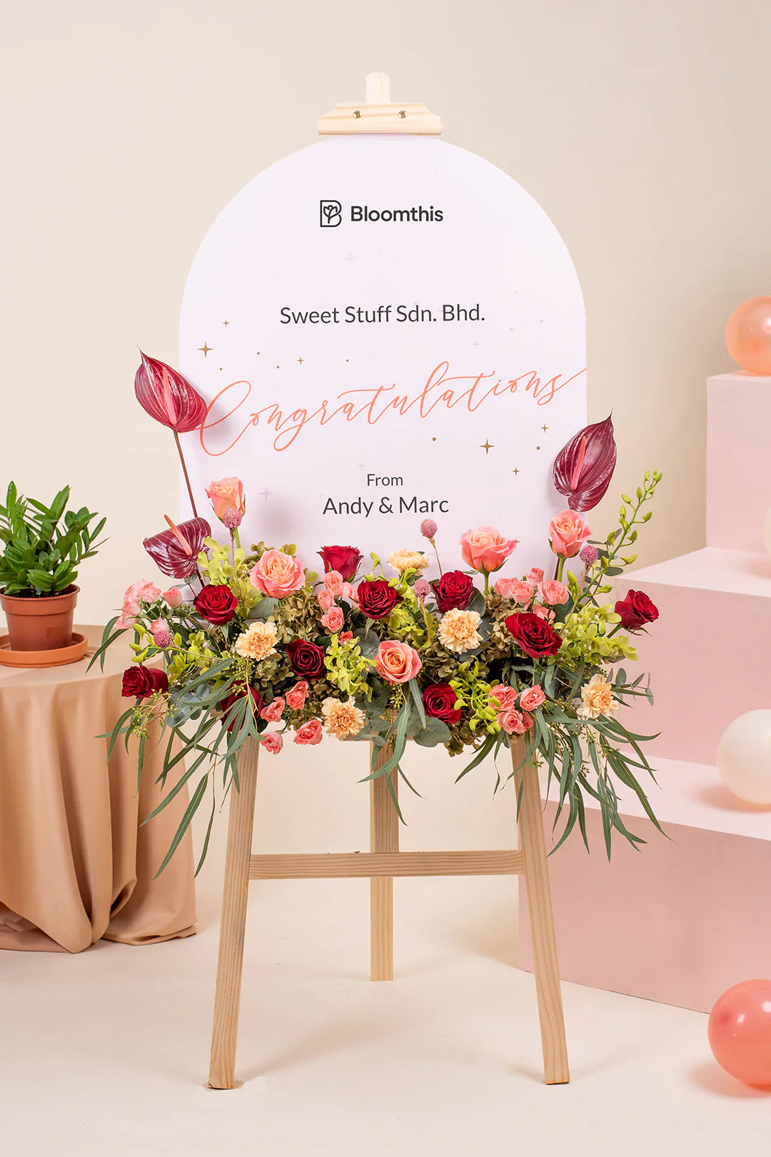 Astounding Red Anthurium Grand Opening Flower Stand