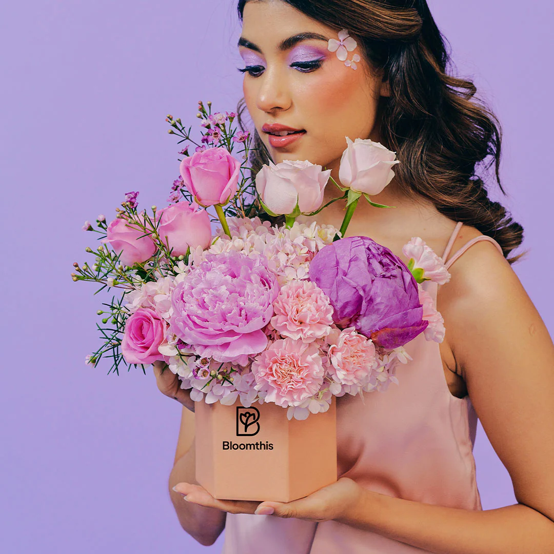 Aubrey Pink Peony Flower Box - Image 4
