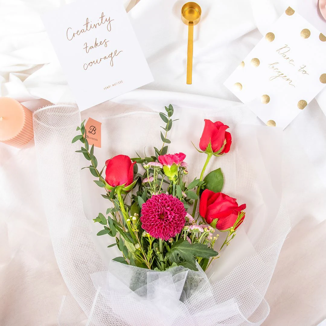 Audrey White Rose & Carnation Bouquet - Image 6
