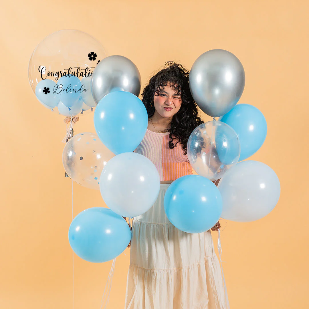 Baby Blue Helium Party Balloons - Image 4