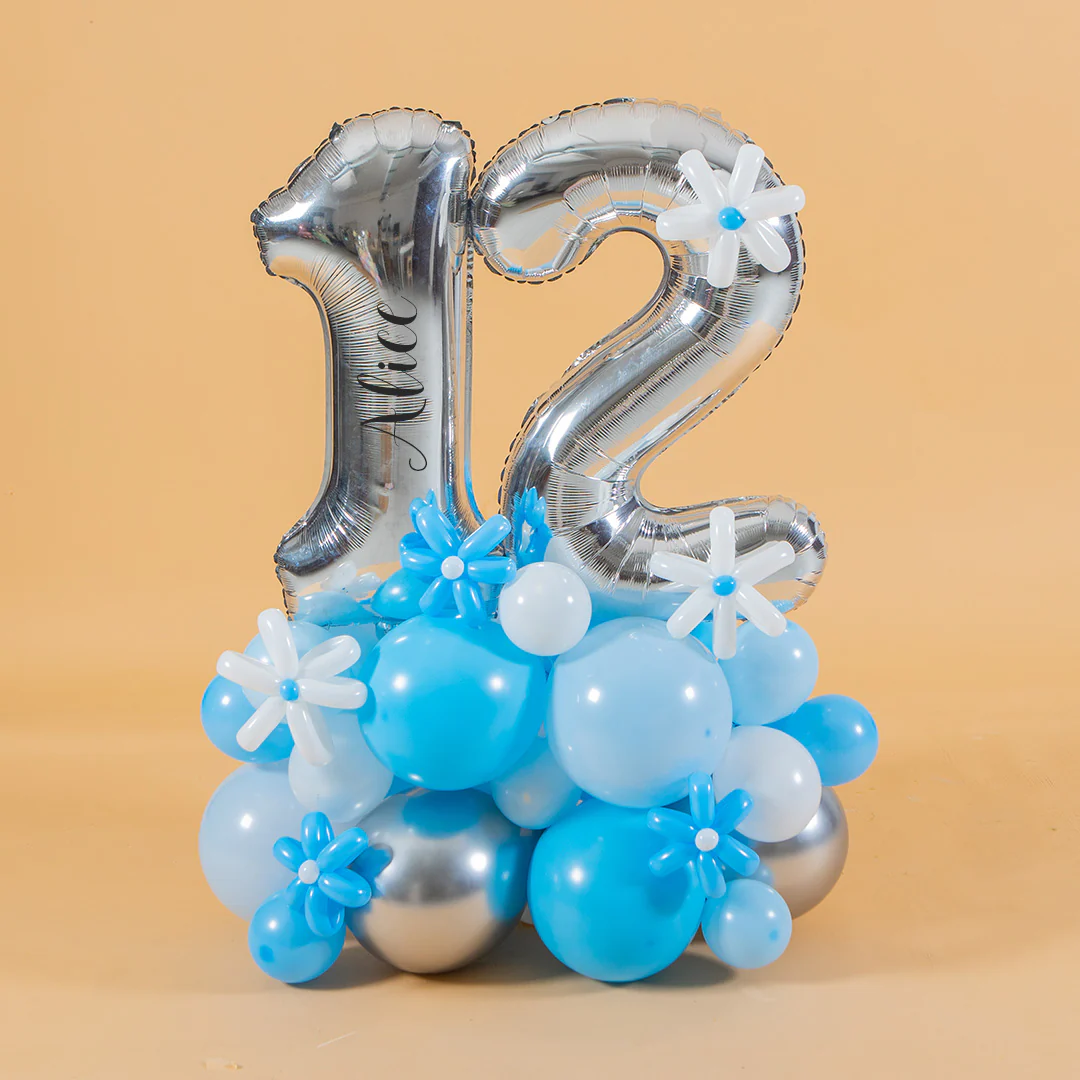 Baby Blue Marquee Number Birthday Balloon