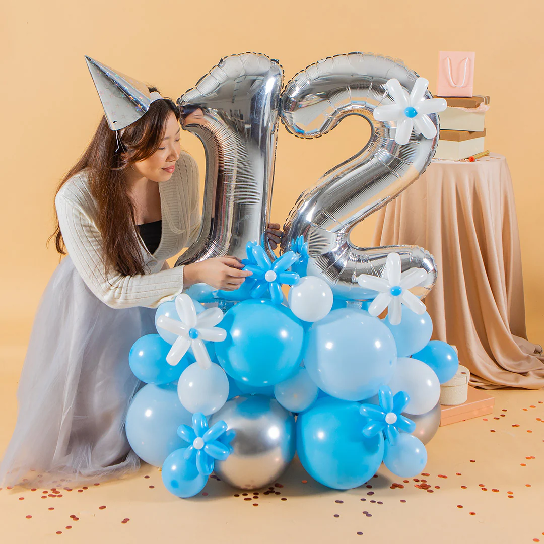 Baby Blue Marquee Number Birthday Balloon - Image 2