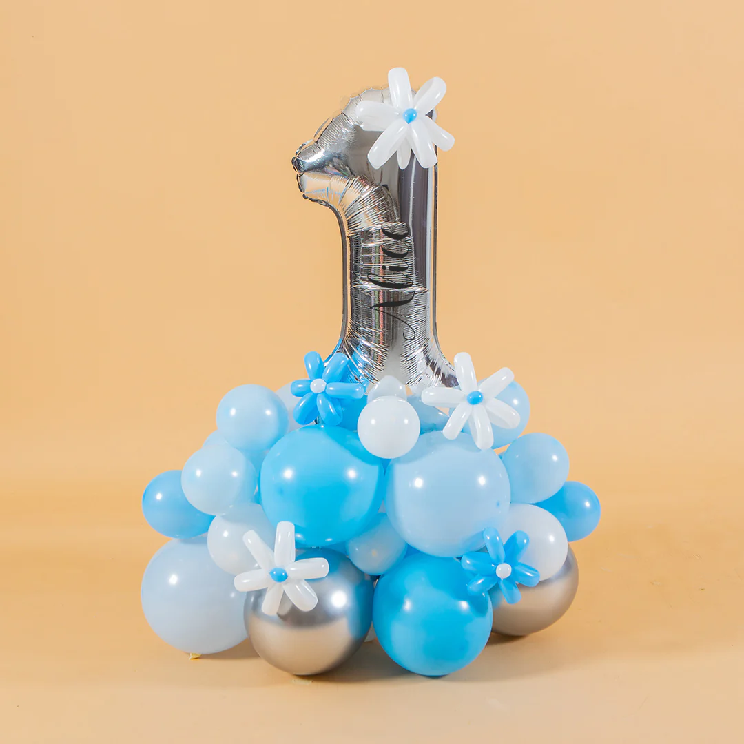Baby Blue Marquee Number Birthday Balloon - Image 4