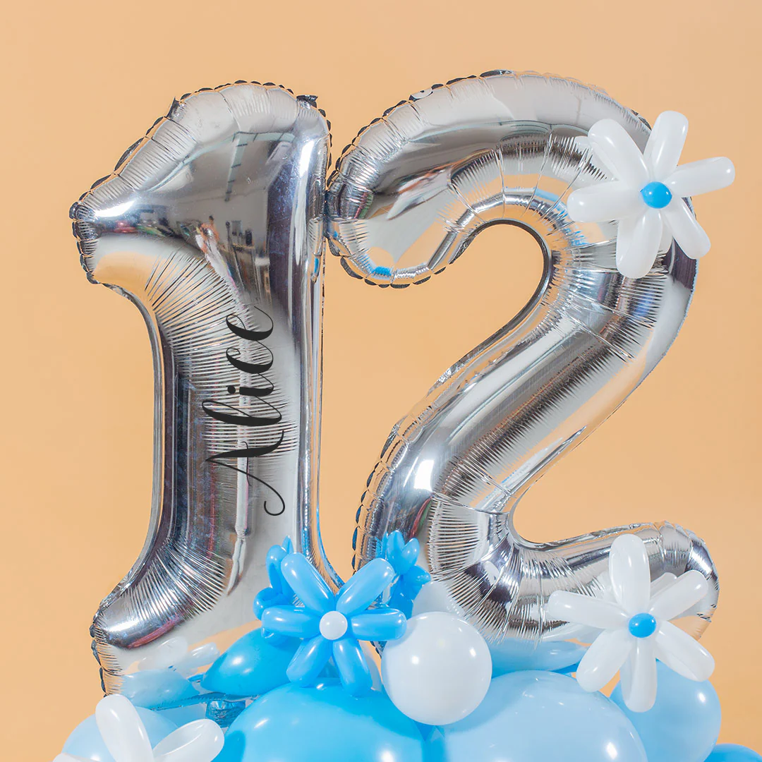 Baby Blue Marquee Number Birthday Balloon - Image 6