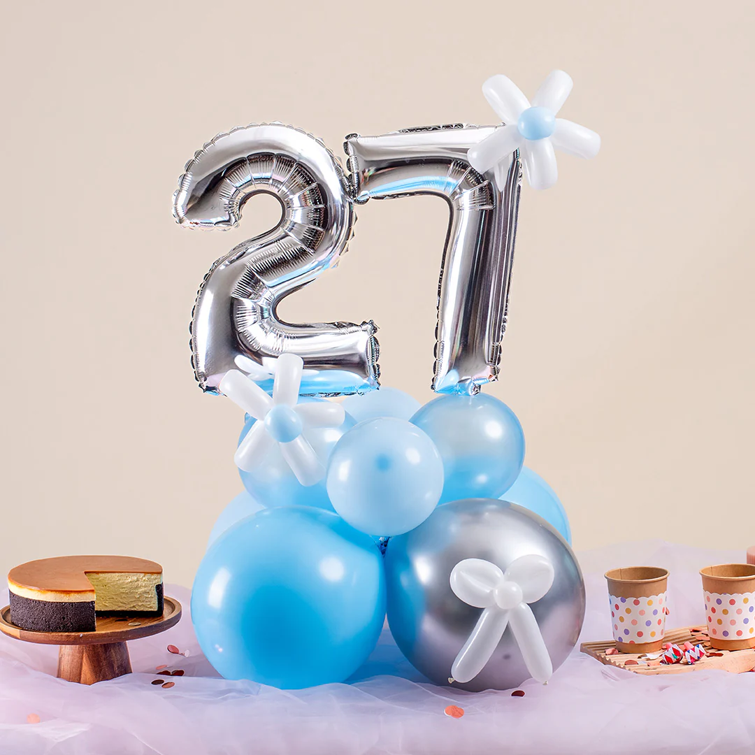 Baby Blue Mini Marquee Number Birthday Balloon - Image 2
