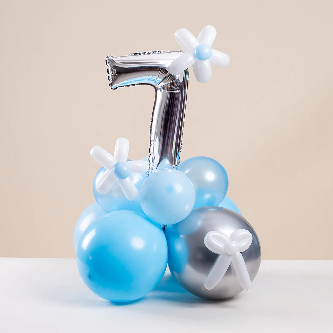 Baby Blue Mini Marquee Number Birthday Balloon - Image 3