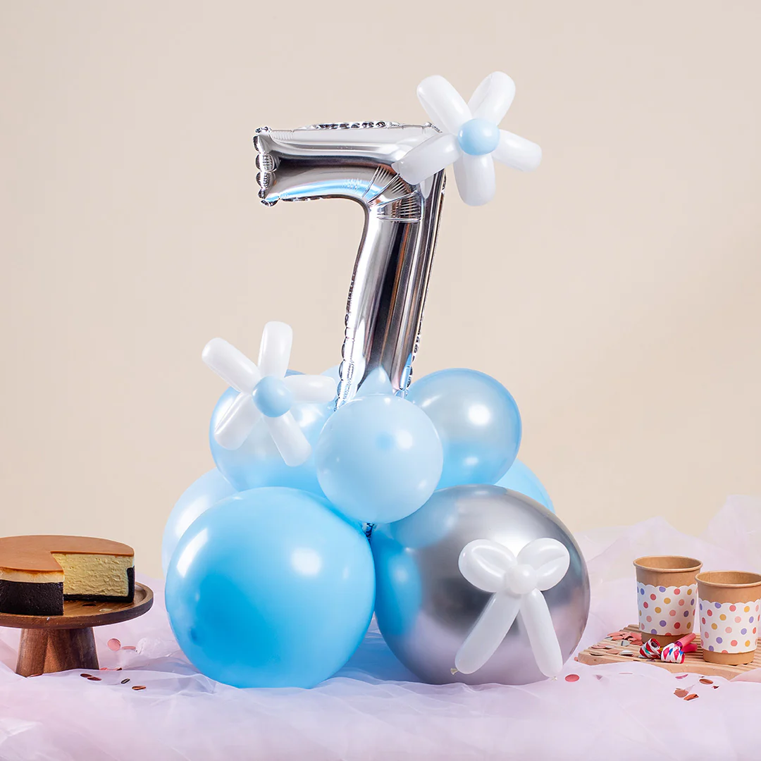 Baby Blue Mini Marquee Number Birthday Balloon - Image 4