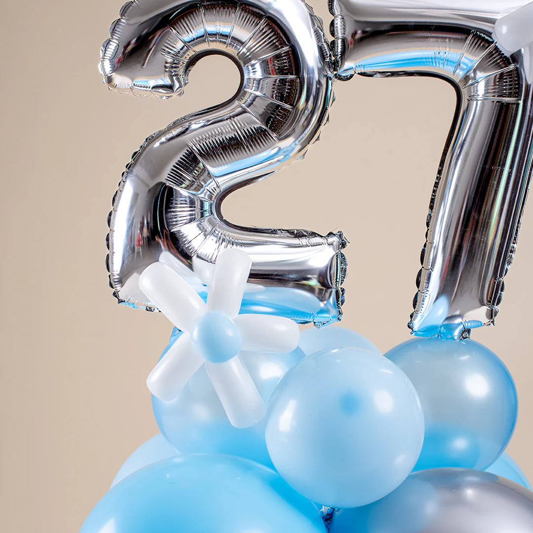 Baby Blue Mini Marquee Number Birthday Balloon - Image 5