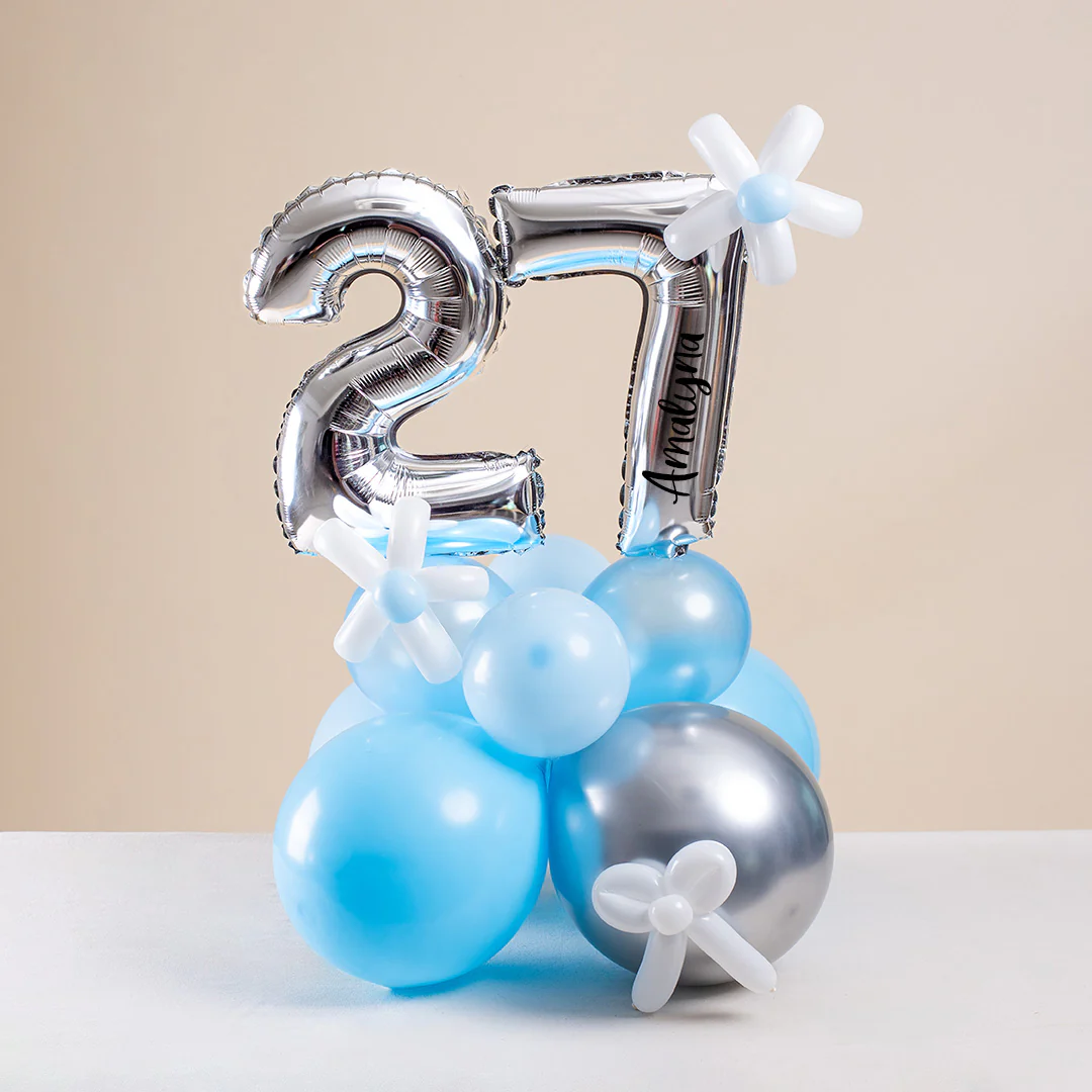 Baby Blue Mini Marquee Number Birthday Balloon - Image 7