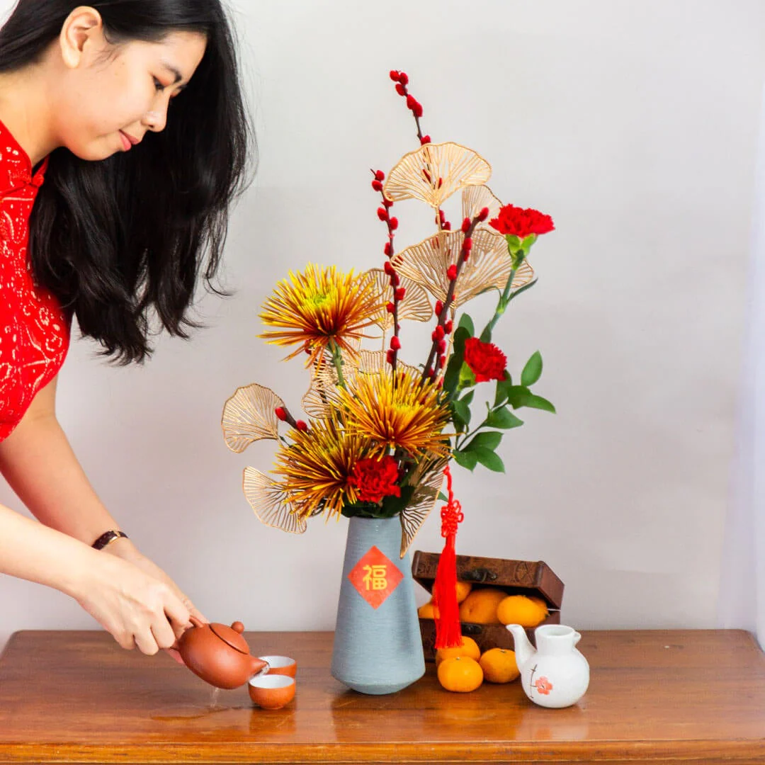 Blessing Chinese New Year Flowers in Vase - Image 5