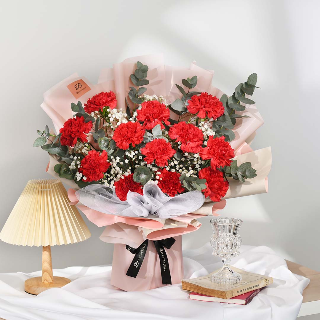 Cameron Red Carnation Bouquet - Image 3