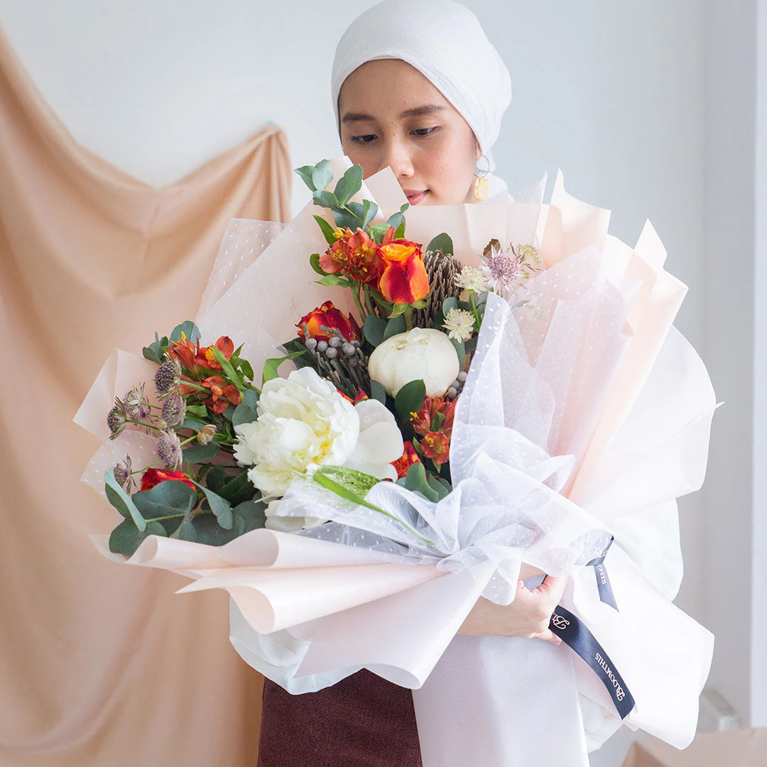 Camryn White Peony Bouquet - Image 2