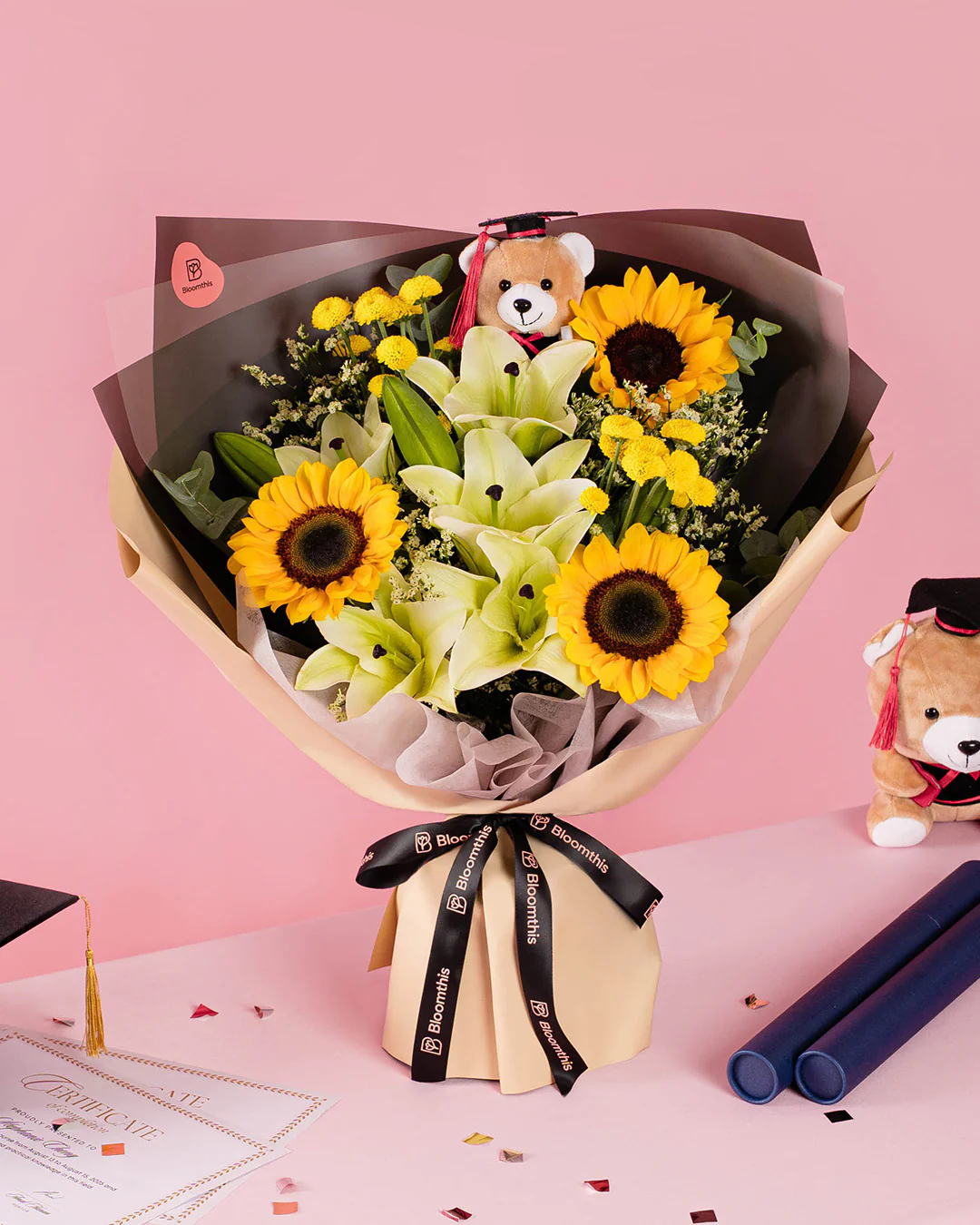 Cheyenne Sunflower Graduation Bear Bouquet - Image 3