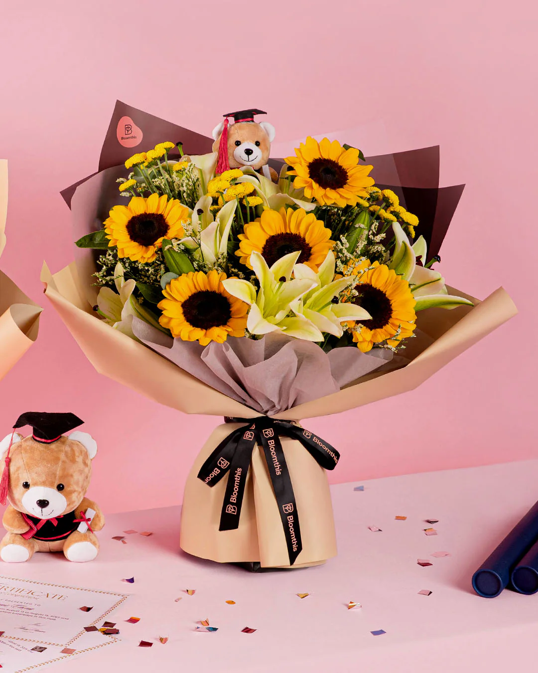 Cheyenne Sunflower Graduation Bear Bouquet - Image 6