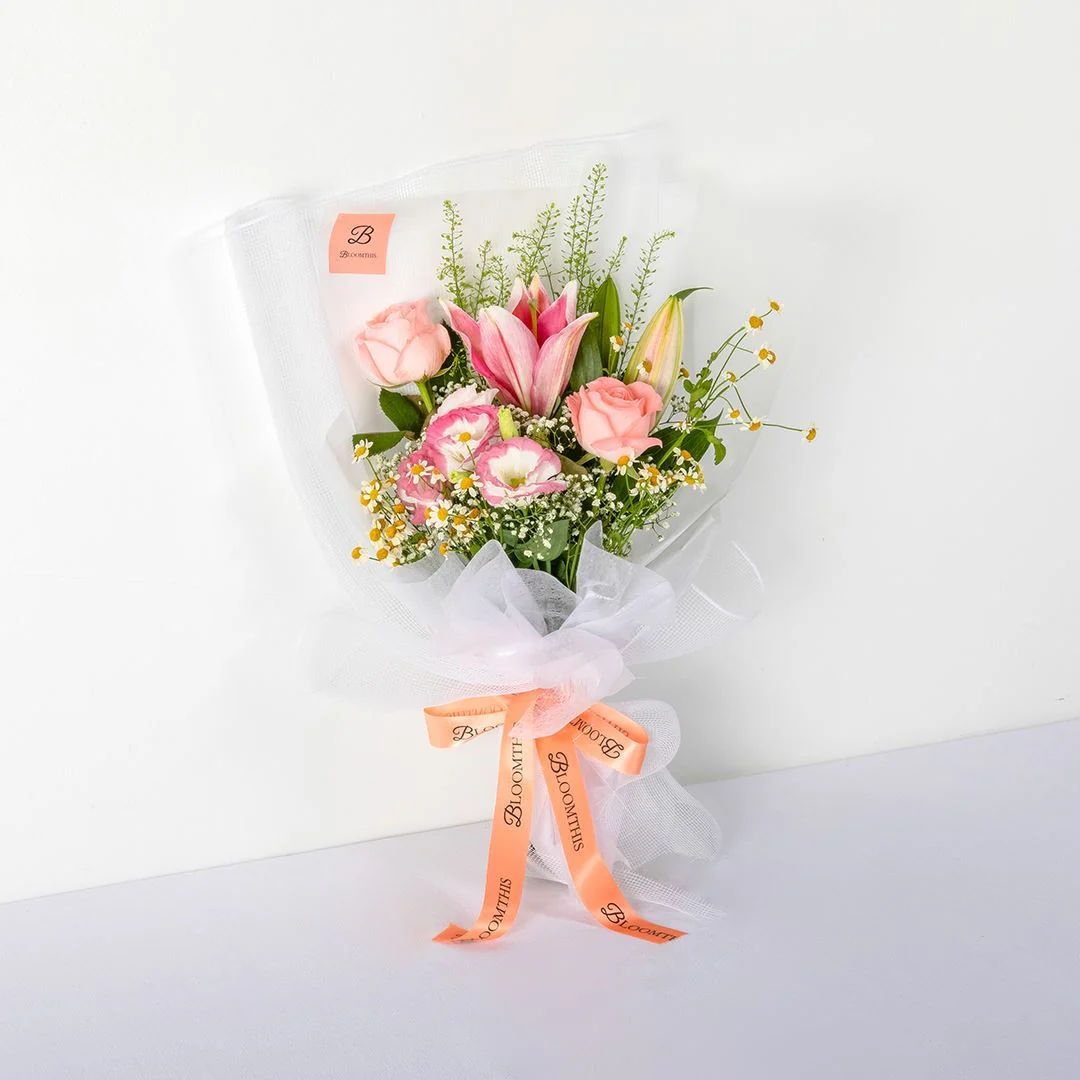 Esther White Lily & Rose Bouquet