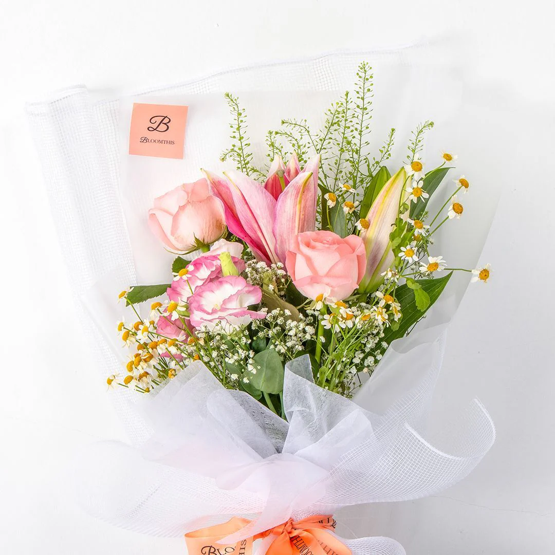 Esther White Lily & Rose Bouquet - Image 3
