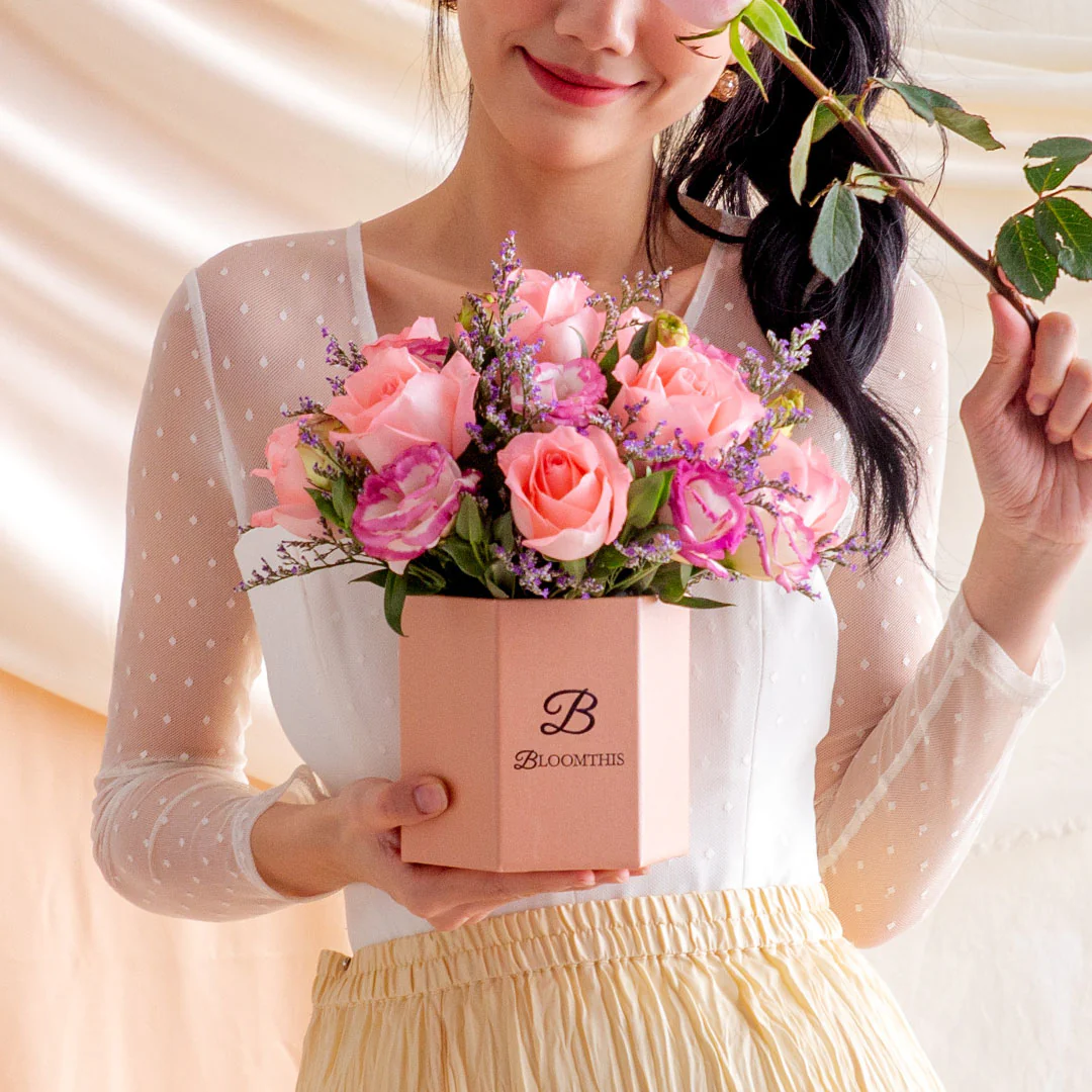 Evangeline Pink Rose Flower Box - Image 6