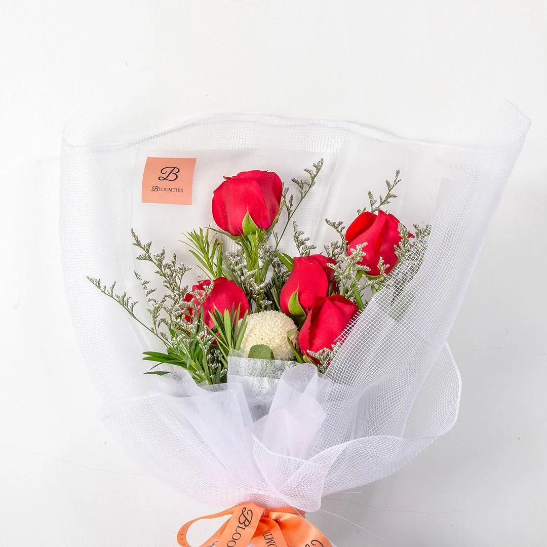 Evelyn White Red Rose Bouquet - Image 3