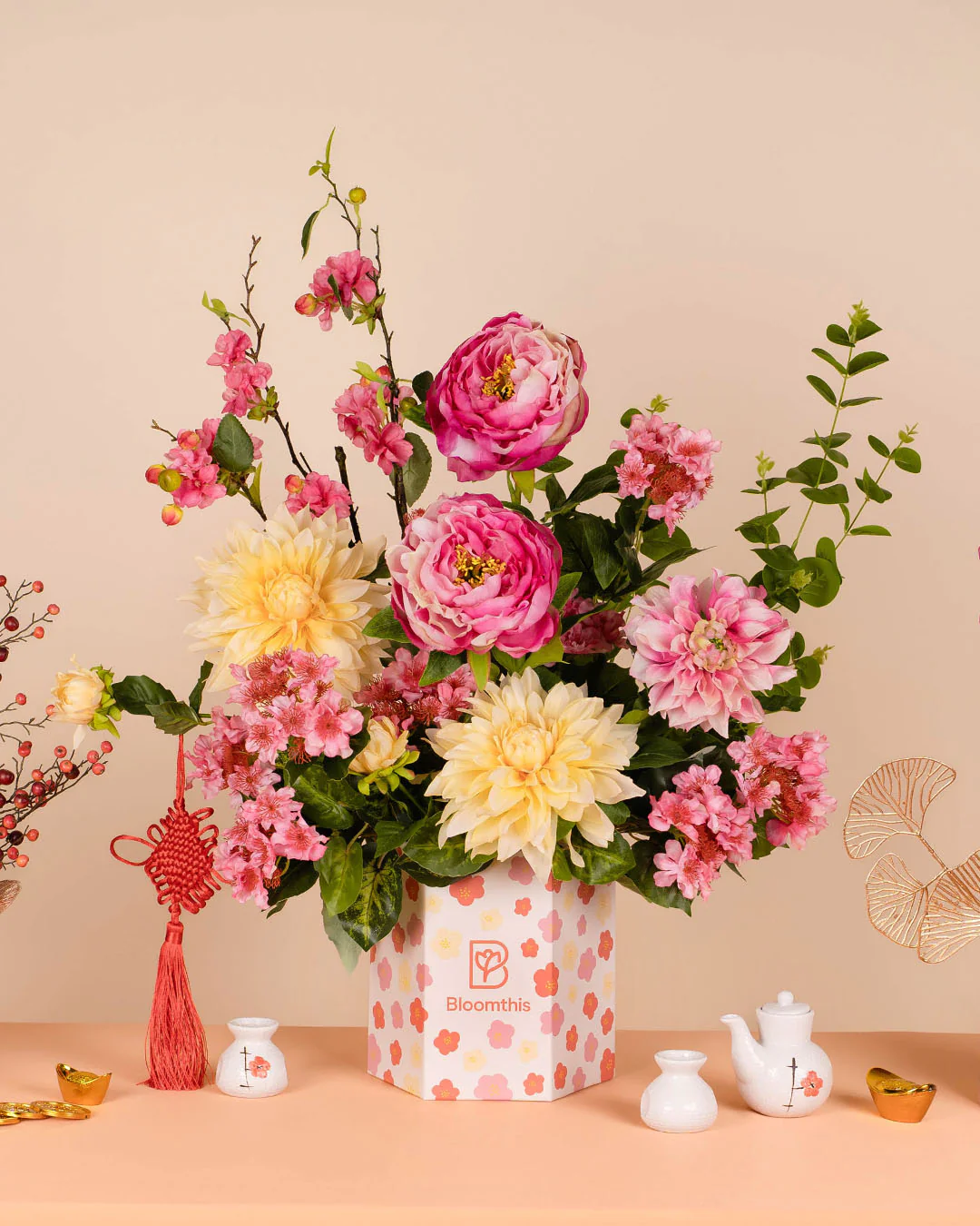 Flourishing Wealth Chinese New Year Artificial Flower Box 2026 - Image 6