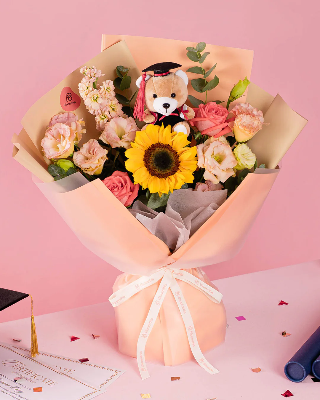 Gabby Sunflower Graduation Bear Bouquet