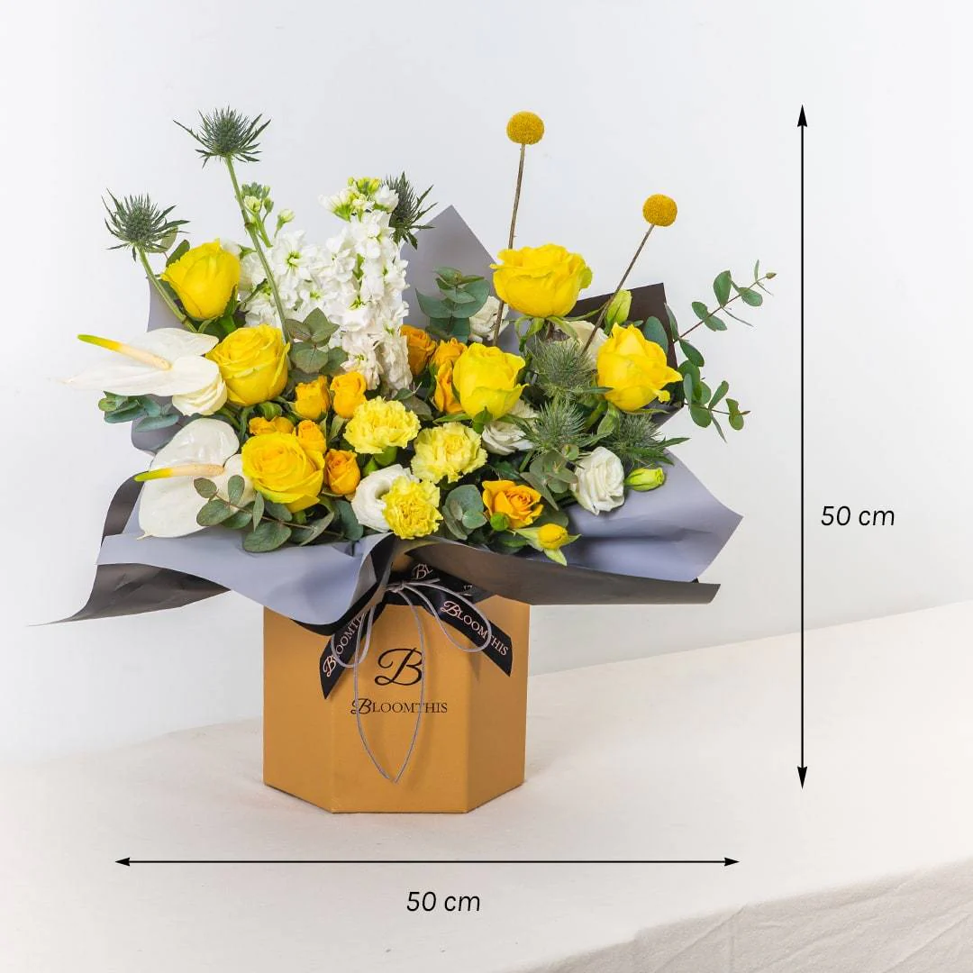 Germaine Yellow Rose Flower Box - Image 3