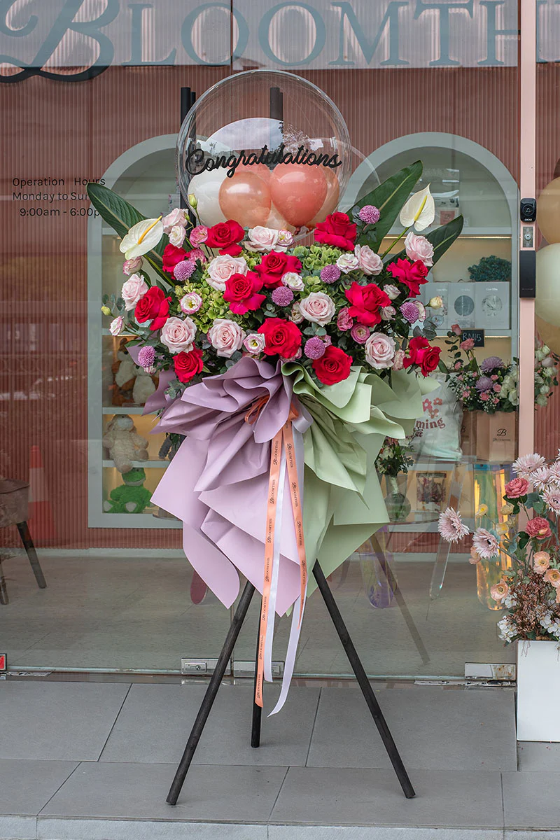Harmony Pink Rose Grand Opening Flower Stand - Image 3