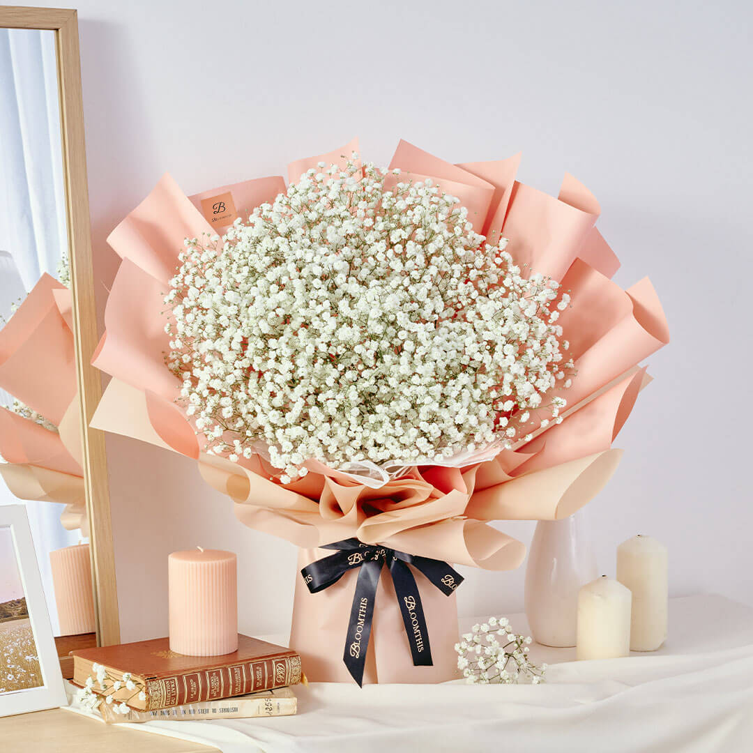 Harper White Baby's Breath Bouquet - Image 3