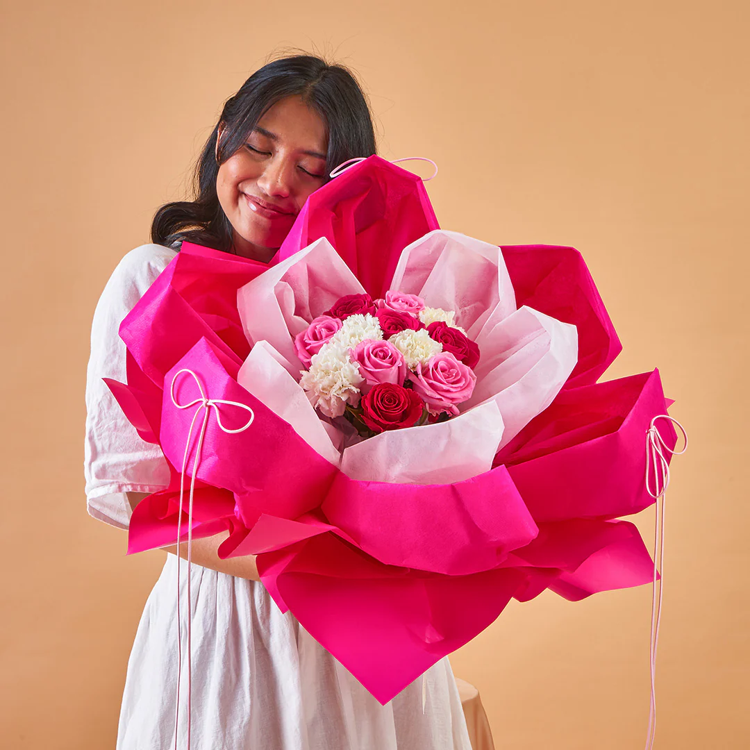 Imelda Cherry Pink Rose Mother's Day Petal Bouquet (MD) - Image 4