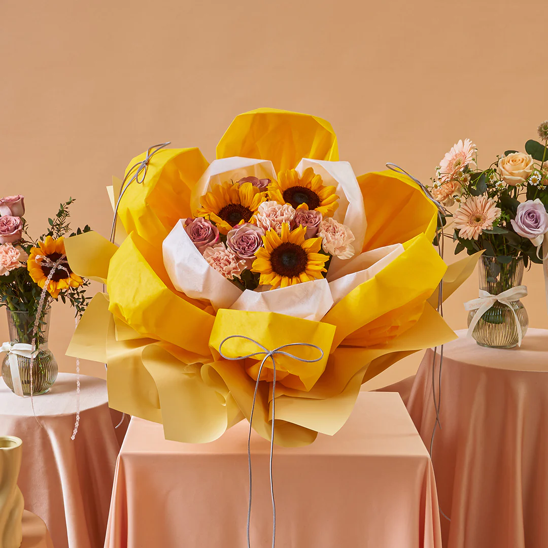 Iriana Yellow Sunflower & Rose Mother's Day Petal Bouquet (MD) - Image 2