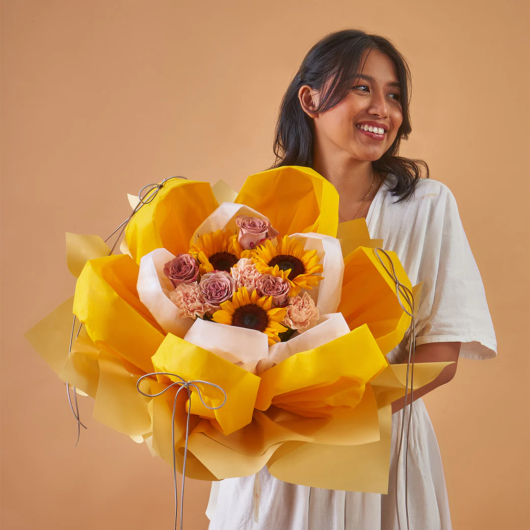 Iriana Yellow Sunflower & Rose Mother's Day Petal Bouquet (MD) - Image 3