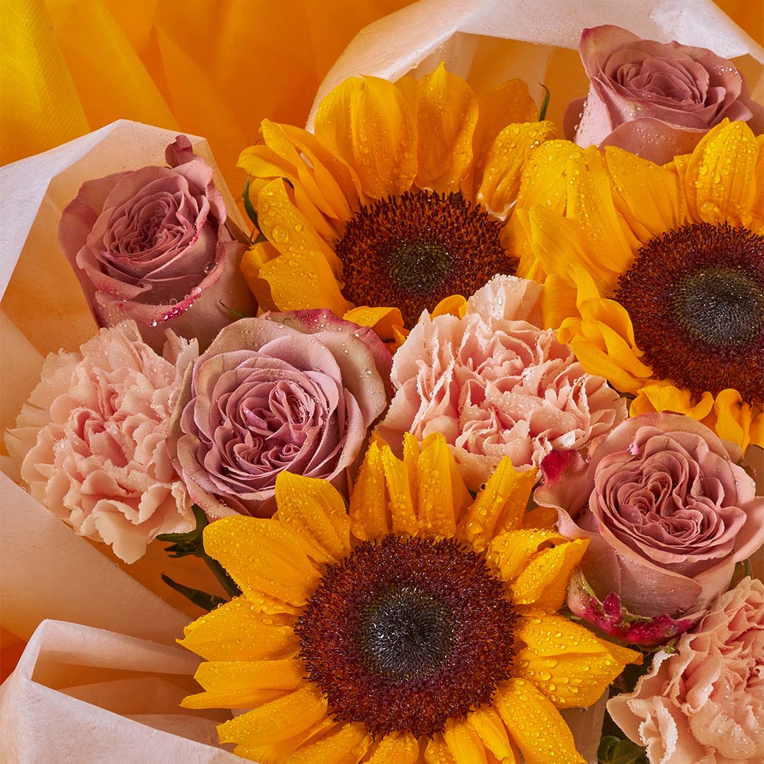 Iriana Yellow Sunflower & Rose Mother's Day Petal Bouquet (MD) - Image 4
