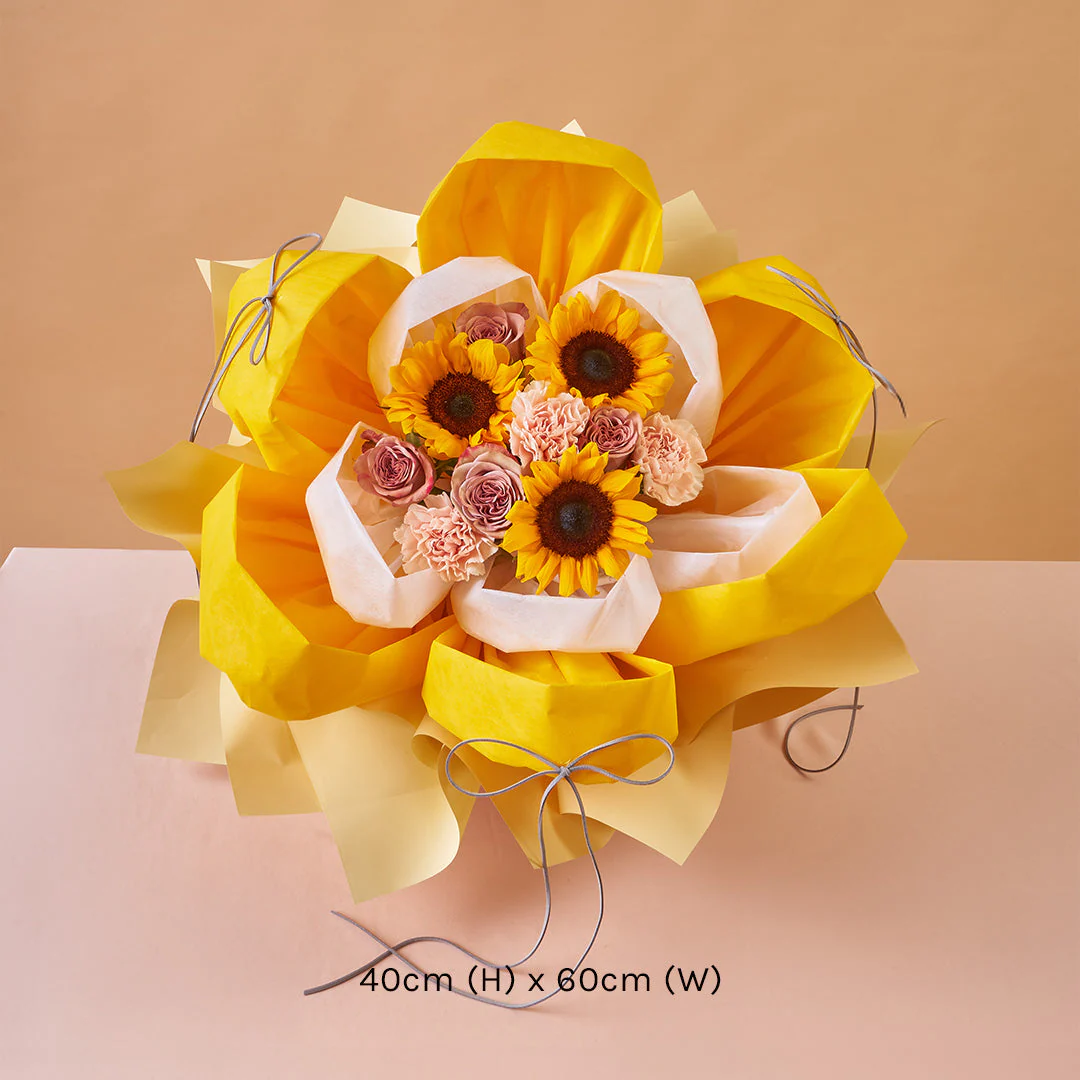 Iriana Yellow Sunflower & Rose Petal Bouquet (MDV) - Image 7