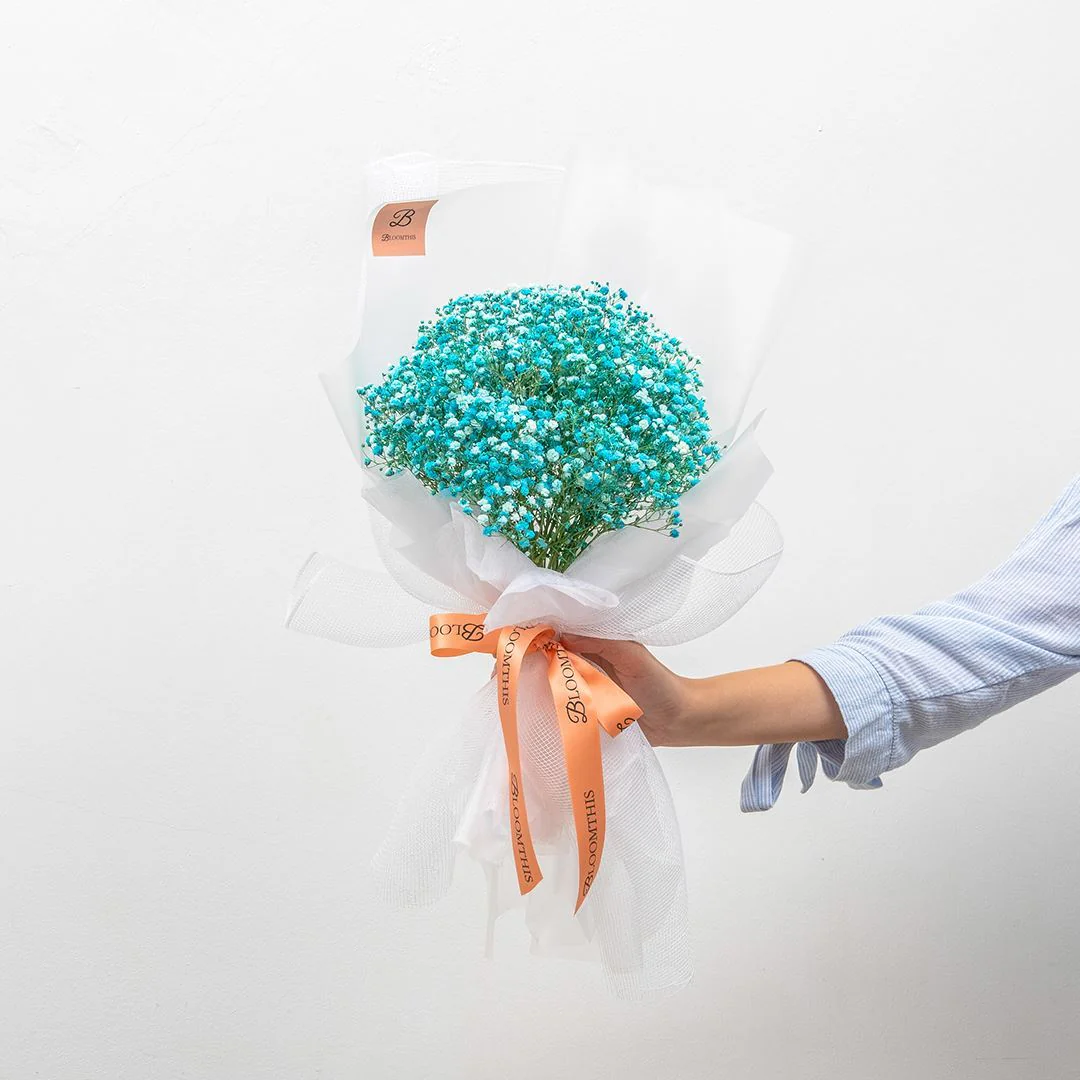 Isla White Blue Baby's Breath Bouquet - Image 4