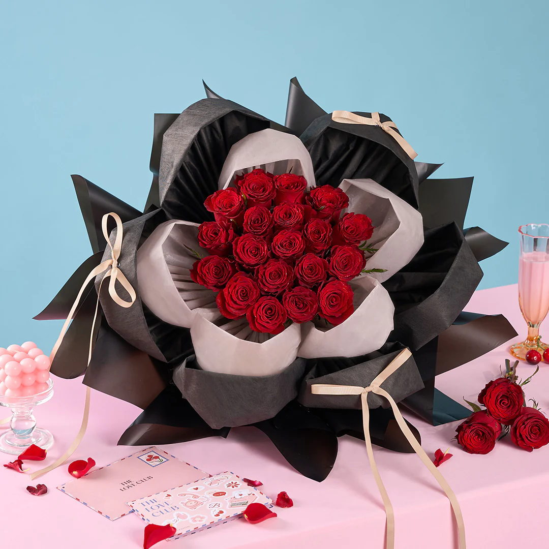 Lindsey Red Rose Petal Bouquet - Image 2