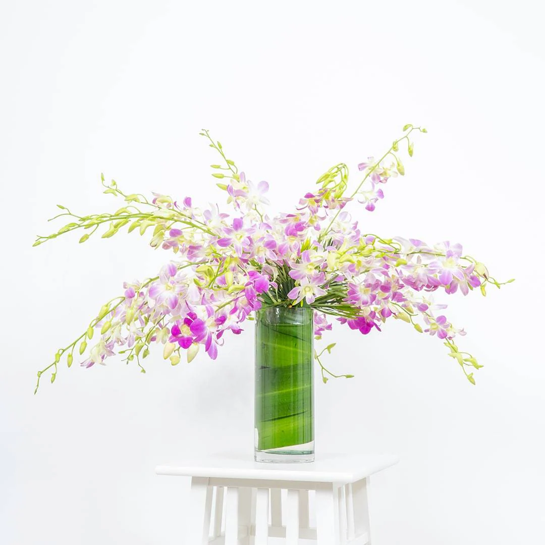 Lola Pink Dendrobium Orchid Vase - Image 4