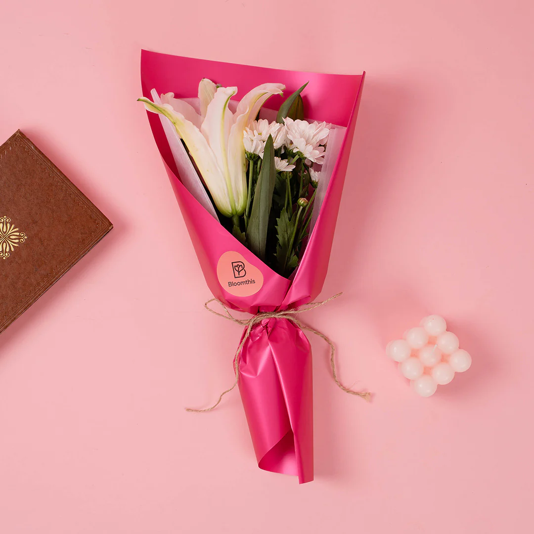Lunar White Lily Bouquet - Image 3