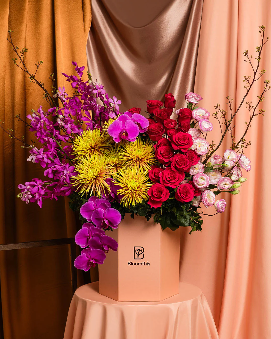 Luxe Amani Phalaenopsis & Rose Flower Box - Image 2