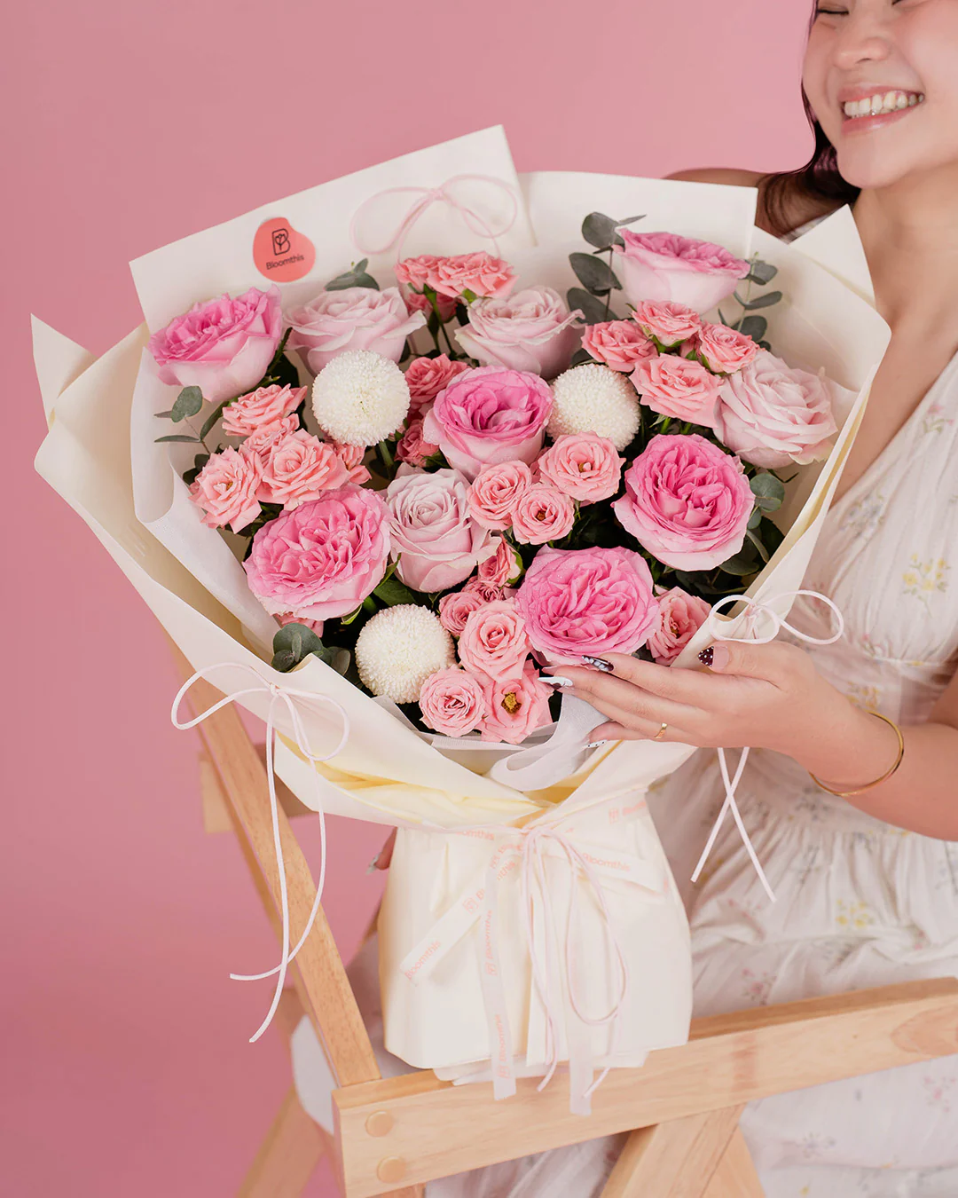 Lynette Pink Rose Bouquet - Image 2