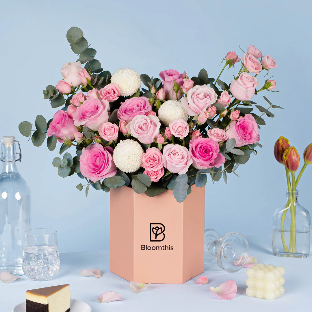Lynette Pink Rose Flower Box