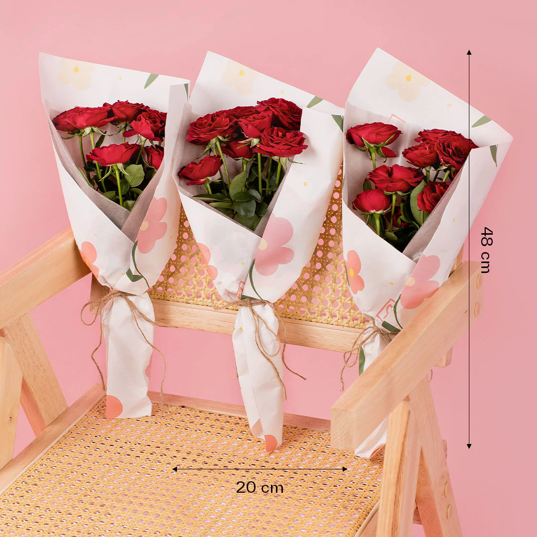 Margot Red Rose Spray Bouquet Set (3 pcs) - Image 3