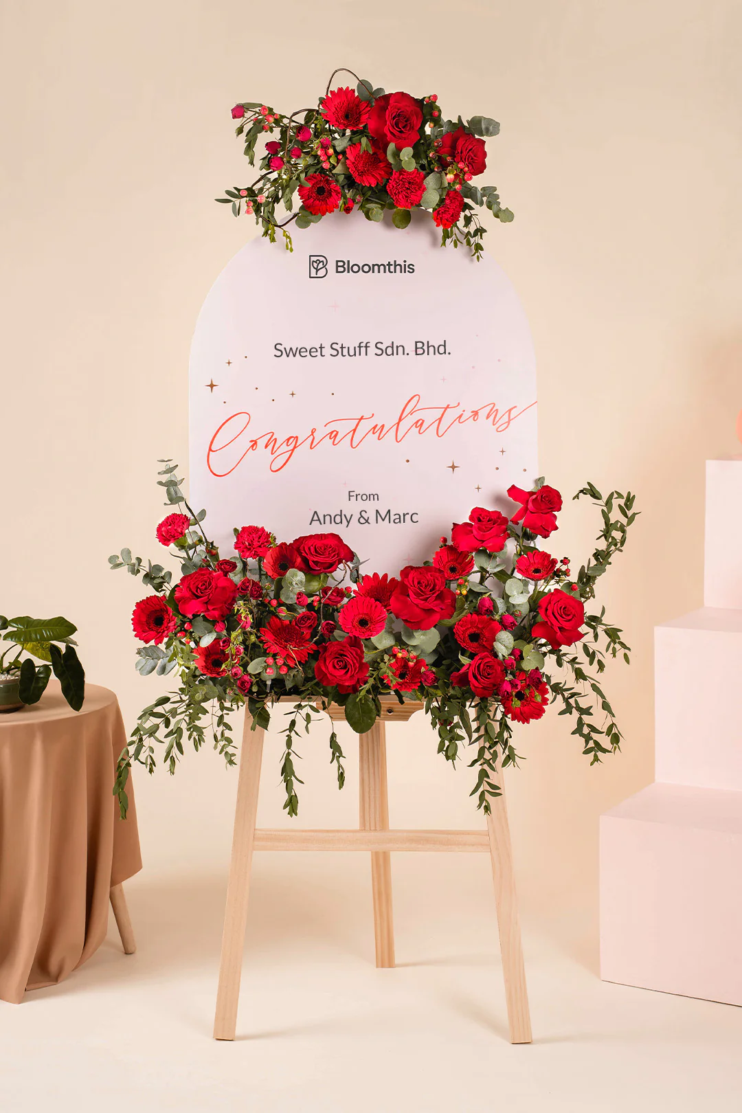 Marvellous Red Rose Grand Opening Flower Stand