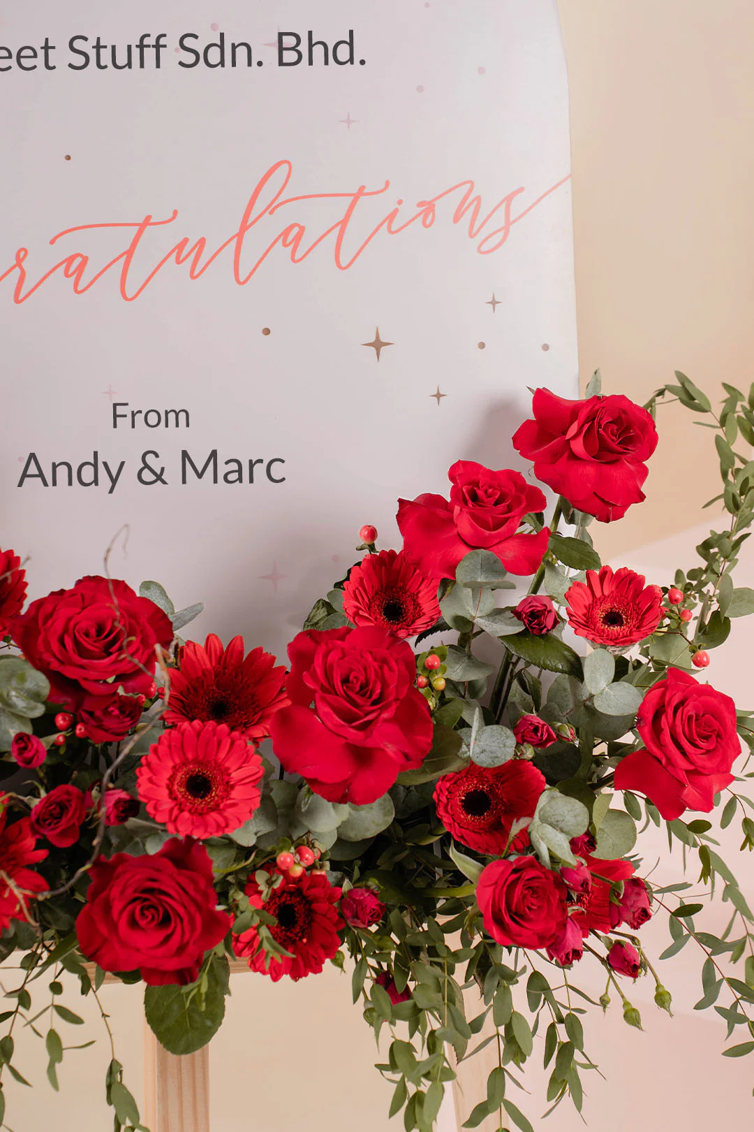 Marvellous Red Rose Grand Opening Flower Stand - Image 3