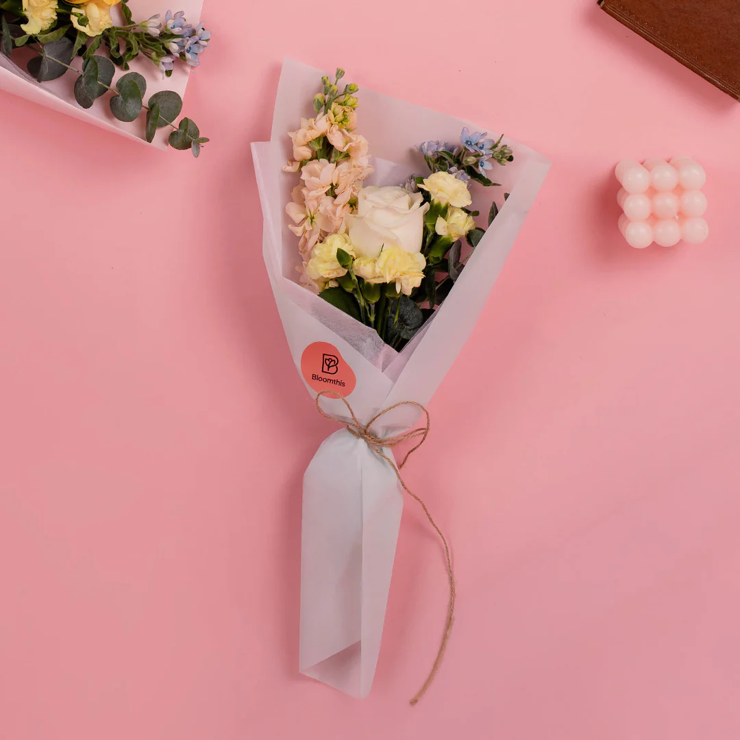 Mya White Rose Bouquet - Image 3